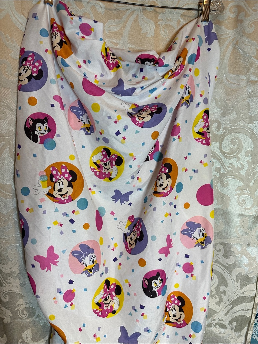 Disney Minnie & Friends Printed White Sheet with Pink, Purple & Yellow Accents